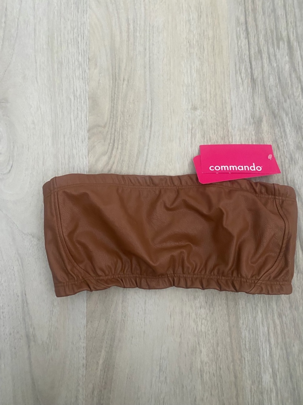 Commando Brown Faux Leather Bandeau Bralette with Tags NWT $78 S